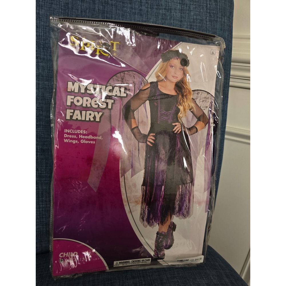 Spirit Halloween Mystical Forest Fairy Costume Kids Large 12-14 Purple Black 4pc
